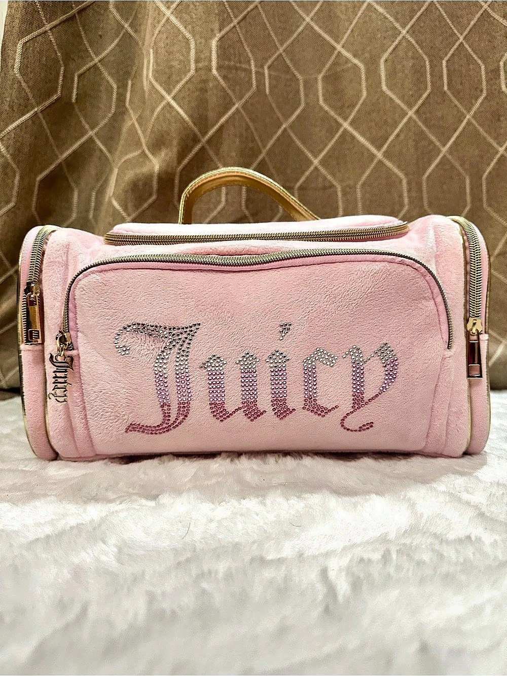 Juicy Couture Rhinestone Velour Makeup Over Night Products Bag